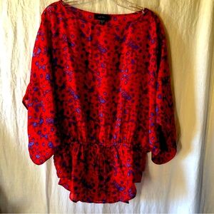 Karen Kane all silk elastic waist tunic length flowing top oversized fit M